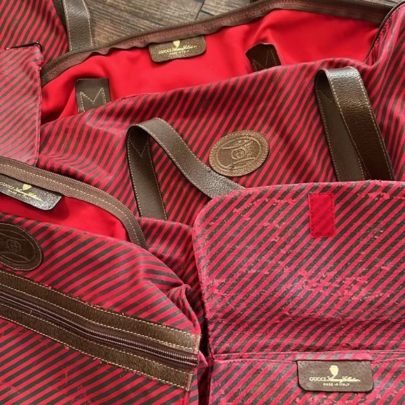 Gucci Authentic Original 70’s 6 Piece Boston Collection Tan and Red - Picture 11 of 17